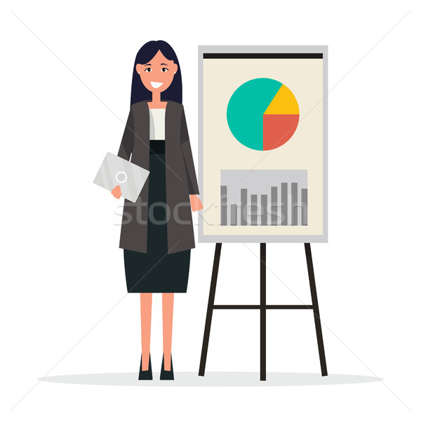 Success Businesswoman with Graphs on Broadsheet Stock photo © robuart