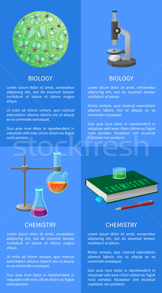 Química biologia pôsteres conjunto equipamento verde Foto stock © robuart