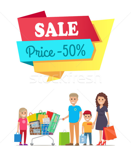 Sale Price 50 off Promo Label People on Banner Stock photo © robuart