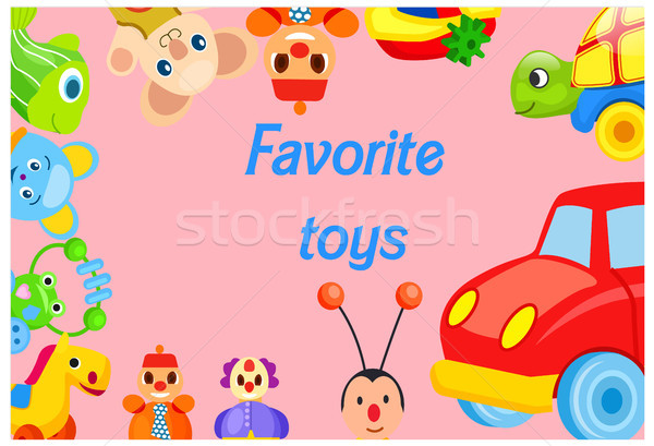 Favorite Toys Collection around Pink Background Stock photo © robuart