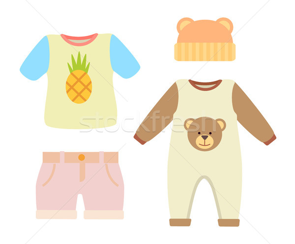 Baby Clothes T-shirt and Hat Vector Illustration Stock photo © robuart