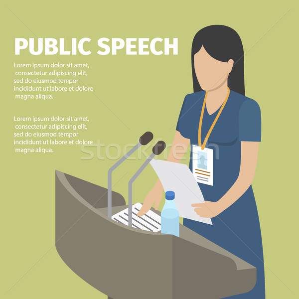 Public Speech Conceptual Banner. Faceless Woman Stock photo © robuart