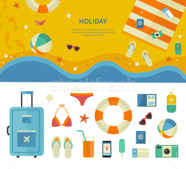 Banner and Icons of Sea Holiday Travel Concept Stock photo © robuart