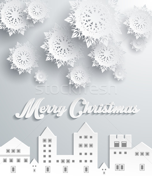 Paper Frame Town. Merry Christmas Stock photo © robuart