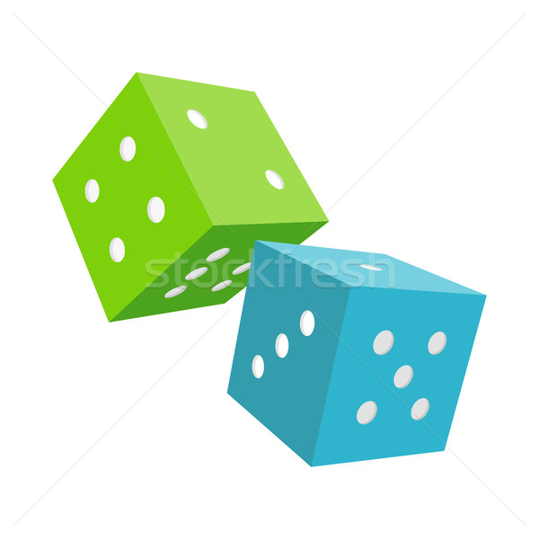 Stock photo: Blue and Green Dices Isolated on White Background