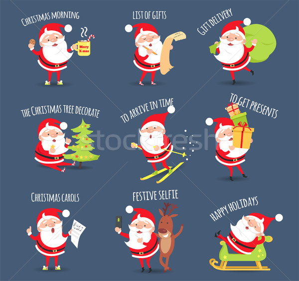 Santa Activities. Christmas Happy Holidays. Vector Stock photo © robuart