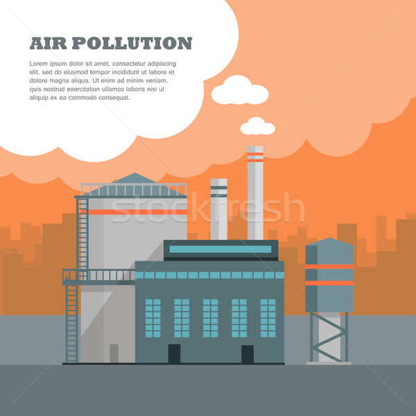 Aire contaminación banner fábrica niebla con humo tuberías Foto stock © robuart