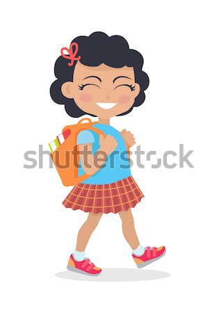 Girl Going in for School with Rucksack Isolated Stock photo © robuart