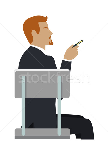 Man Sitting on the Chair and Pointing by Hand. Stock photo © robuart