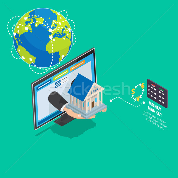 Global Online Banking Service Isometric Concept Stock photo © robuart
