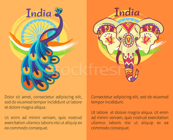 Dzień plakat Paw słoń wakacje indian Zdjęcia stock © robuart