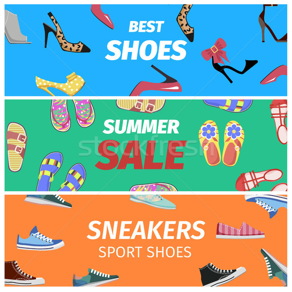 Best Summer Sale of Sneakers Sport Shoes Banners. Stock photo © robuart