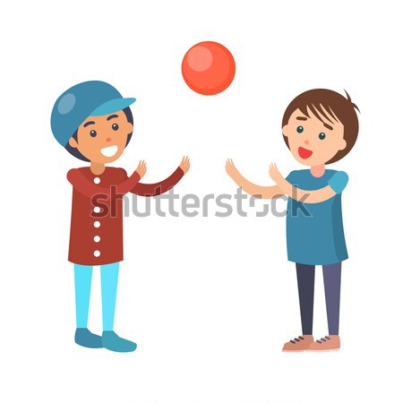 Stock photo: Happy Boy and Girl Going to Play Snowballs Winter