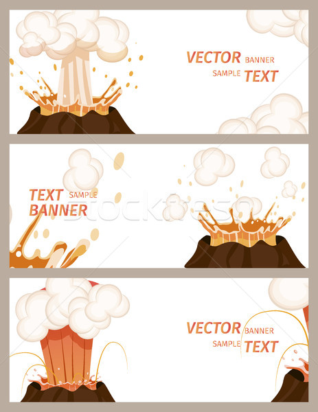 Volcanic Eruption Stages Set of Banners Vector Stock photo © robuart