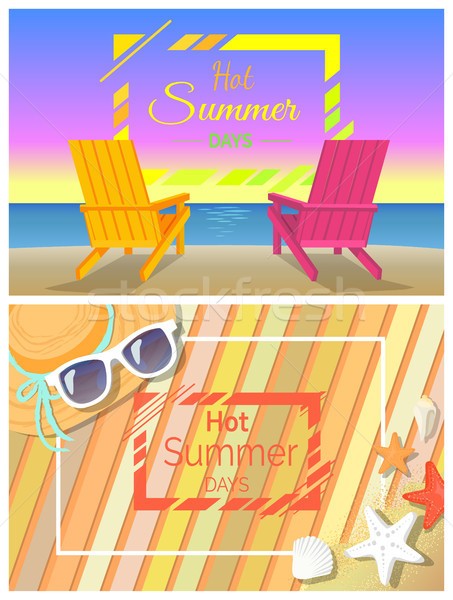 Hot Summer Days Promotional Bright Banners Set Stock photo © robuart