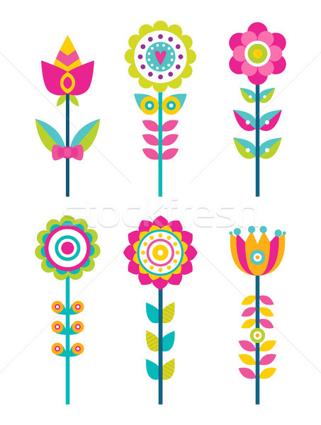 Wild Field Flowers in Colorful Ornamental Design Stock photo © robuart