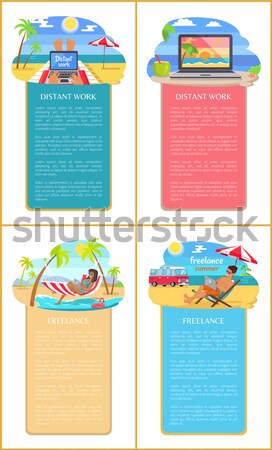 Distant Work Leaflet Poster Open Notebook Tropics Stock photo © robuart