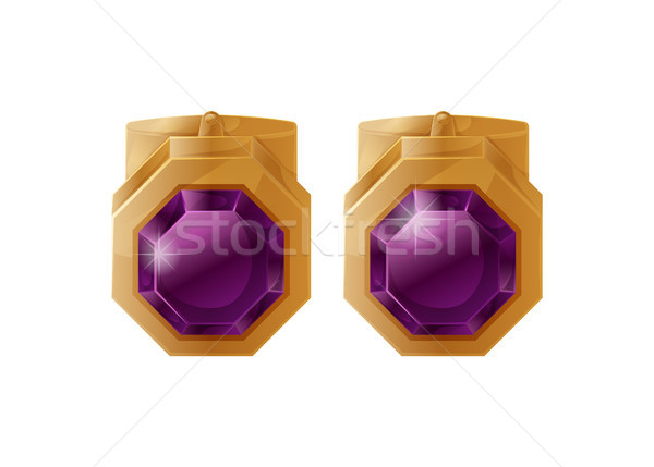 Golden Earrings with Treasure Stones Color Pattern Stock photo © robuart