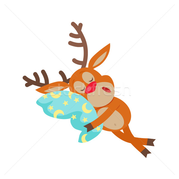 Deer Sleeping on Pillow Isolated. Reindeer Sleeps Stock photo © robuart