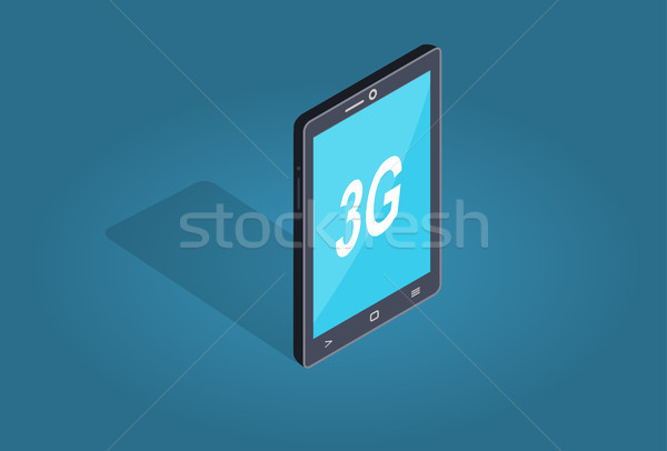 Smartphone 3g Verbindung Schatten isoliert blau Stock foto © robuart