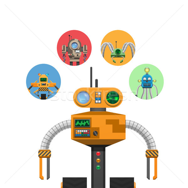 Narancs szerelő robot elektronikus színes gombok Stock fotó © robuart