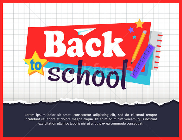 Back to School Posteron on Checkered Background Stock photo © robuart
