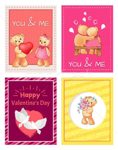 I Love You and Me Teddy Bears Vector Stock photo © robuart