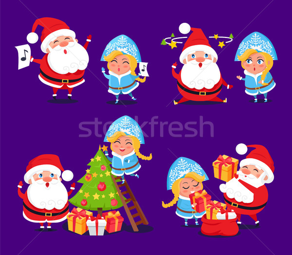 Santa Claus and Snow Maiden Preparing for Holidays Stock photo © robuart
