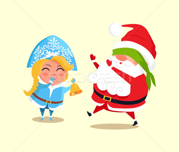 Snow Maiden and Santa Claus Vector Illustration Stock photo © robuart