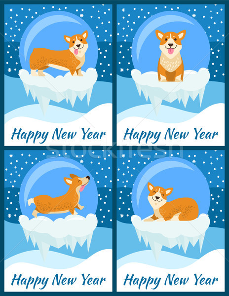 Happy New Year Set of Posters Vector Illustration Stock photo © robuart