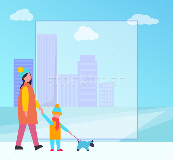 Winter and Cityscape Poster Vector Illustration Stock photo © robuart