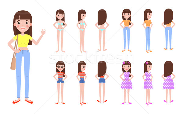 Young Girl with Spare Casual Summer Outfits Set Stock photo © robuart