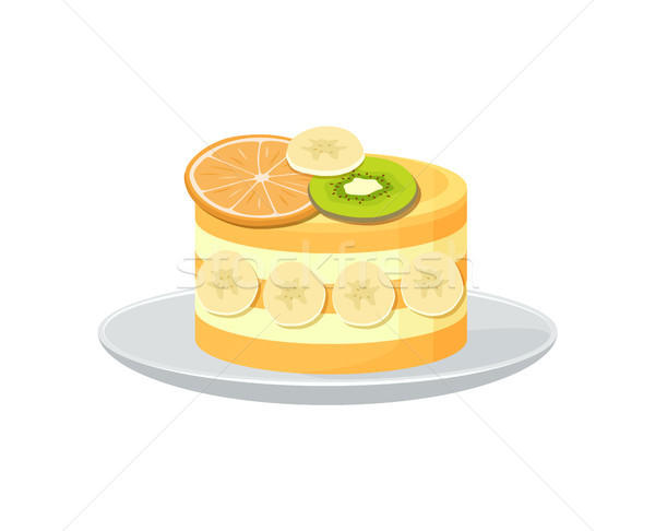 Hermosa pastel de frutas anunciante frescos naranja kiwi Foto stock © robuart
