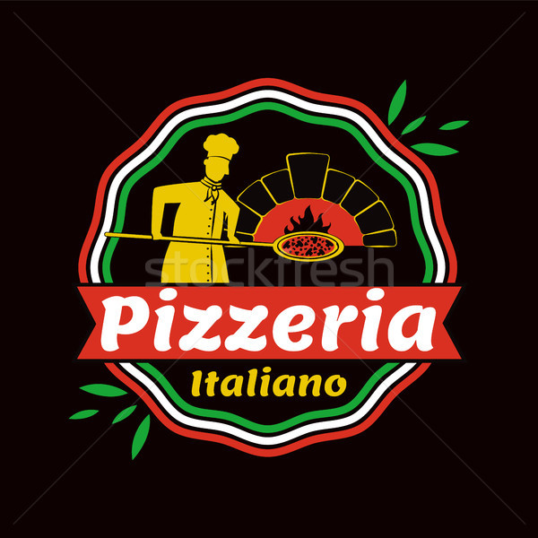 Pizzeria Werbe- Emblem Koch promo einheitliche Stock foto © robuart