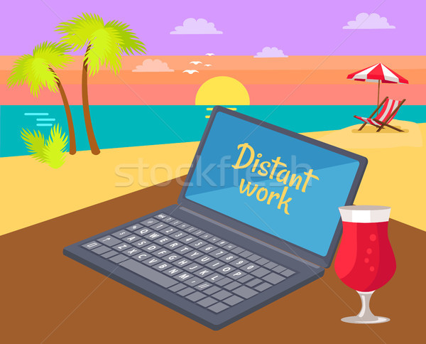 Trabalhar freelance trabalho verão praia Foto stock © robuart