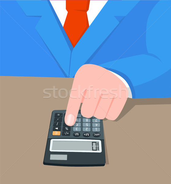Calculating Businessman in Elegance Blue Suit Stock photo © robuart