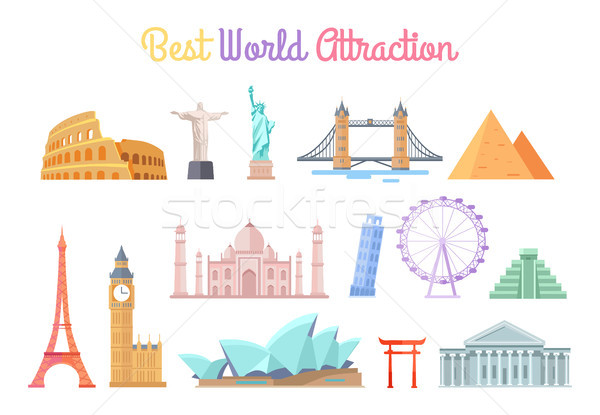 Best World Attractions Set Vector Illustration Stock photo © robuart