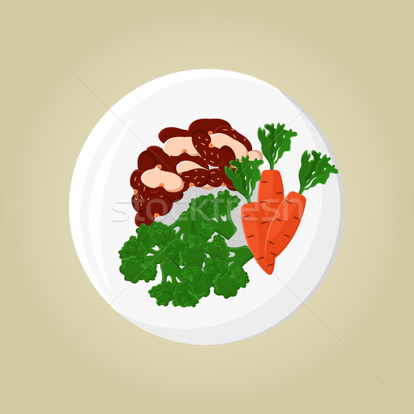 Broccoli Beans and Carrot Set Vector Illustration Stock photo © robuart