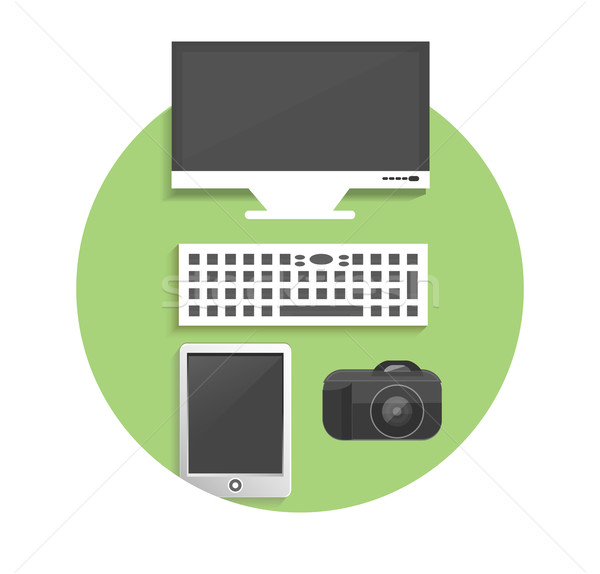 Foto stock: Negocios · oficina · comercialización · iconos · mesa · diseno