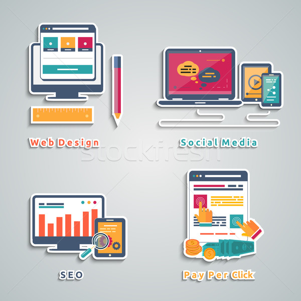 Icons for web design, seo, social media Stock photo © robuart