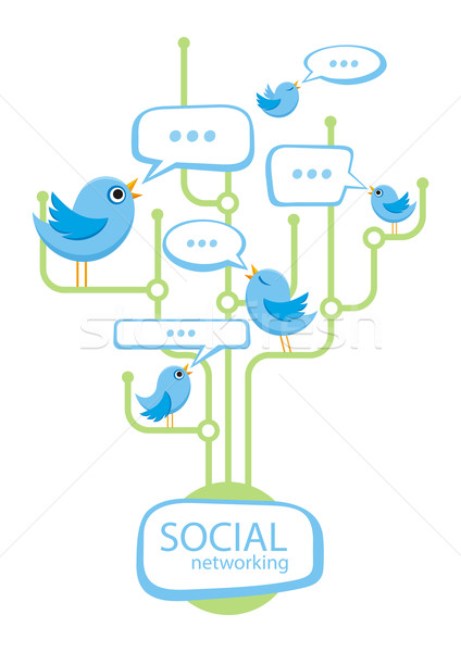 Différent oiseaux médias sociaux communication réseau Photo stock © robuart