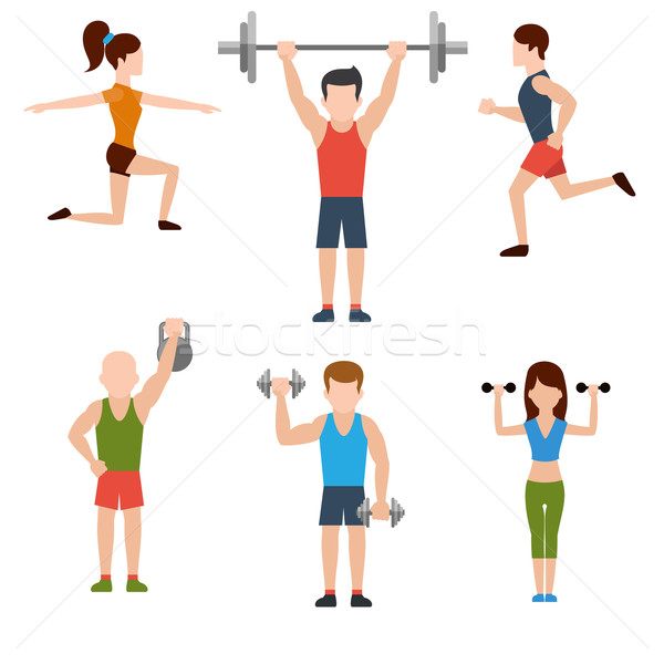 Exercises with weights and warm-up icons Stock photo © robuart