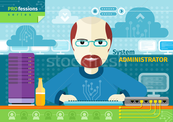 System administrator with computer in data centre Stock photo © robuart