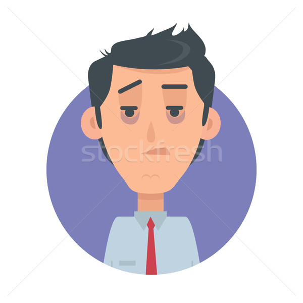 Man Avatar Web Button. Indifferent Male Emotion Stock photo © robuart