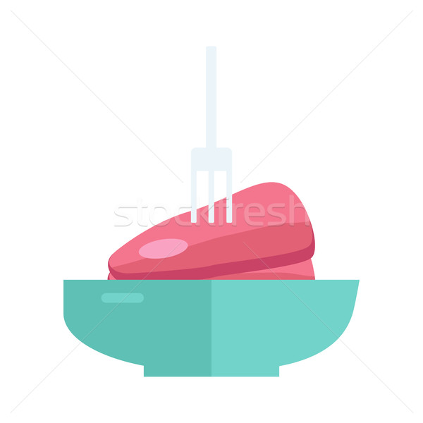 Bowl With Meat Illustration in Flat Design.   Stock photo © robuart