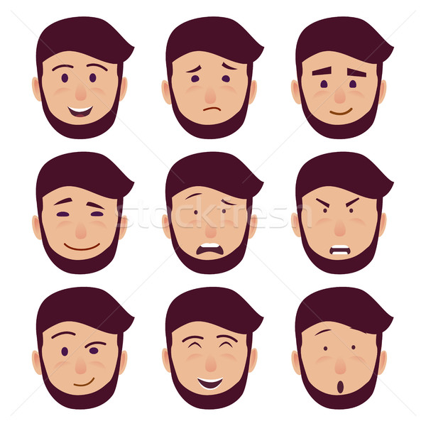 Desenho animado emoções ilustrações conjunto masculino Foto stock © robuart