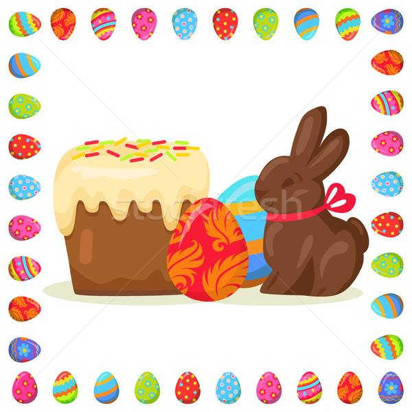 Tasty Easter Treats Illustration in Eggs Frame Stock photo © robuart