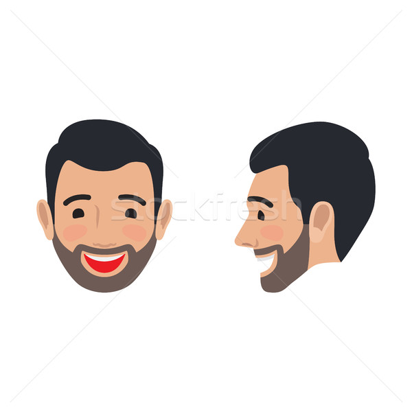 Laughing Man Face From Two Sides Flat Vector Icon Stock photo © robuart