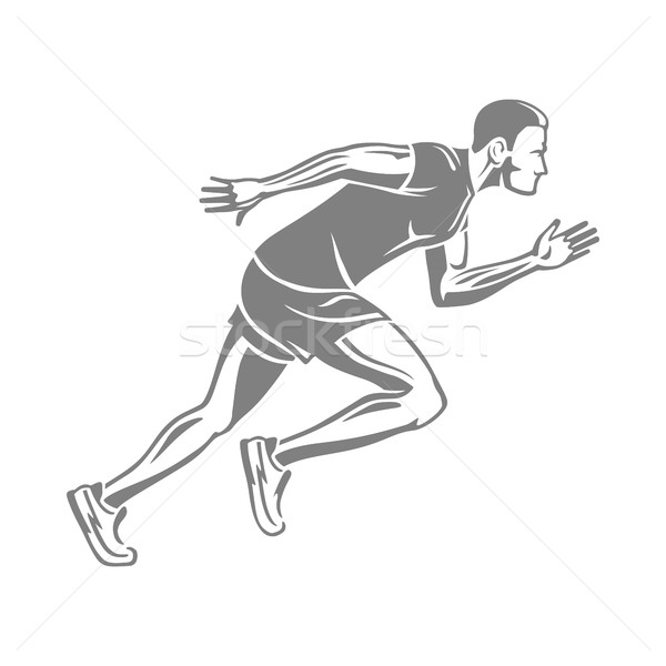 Silhouette of Isolated Running Male on White. Stock photo © robuart