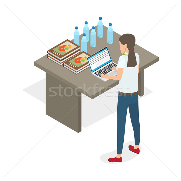 Businesswoman Standing and Practicing on Computer Stock photo © robuart